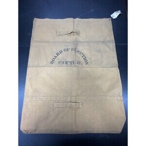 Vintage Board Of Elections Voter Ballot Bag- Cinci, Oh, Canvas Zippered Closure
